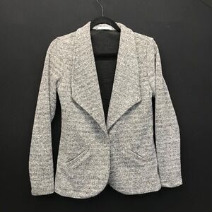 Tart Collections Women's Gray Knit One Button Blazer Jacket w/Pockets Size M
